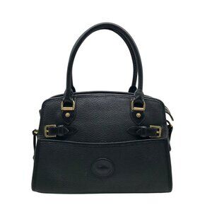 Dooney & Bourke Black Leather P212 Buckle Convertible Satchel Bag
